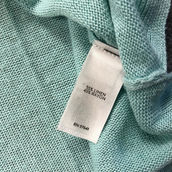 J Jill Aqua Short Cuffed Sleeve Linen Blend Knit Tunic Beachy Coastal size S - Picture 4 of 9